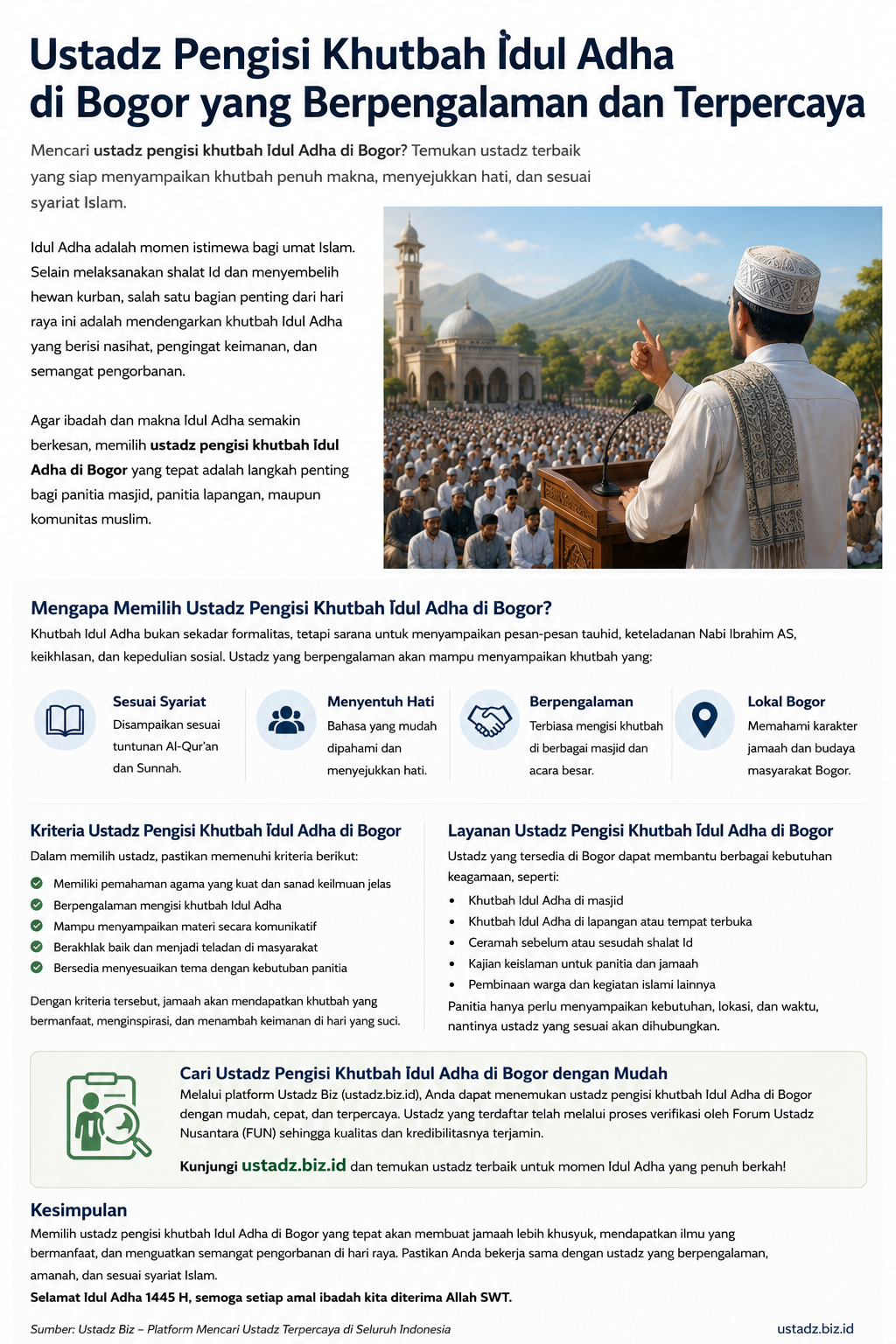 Ustadz Pengisi Khutbah Idul Adha di Bogor